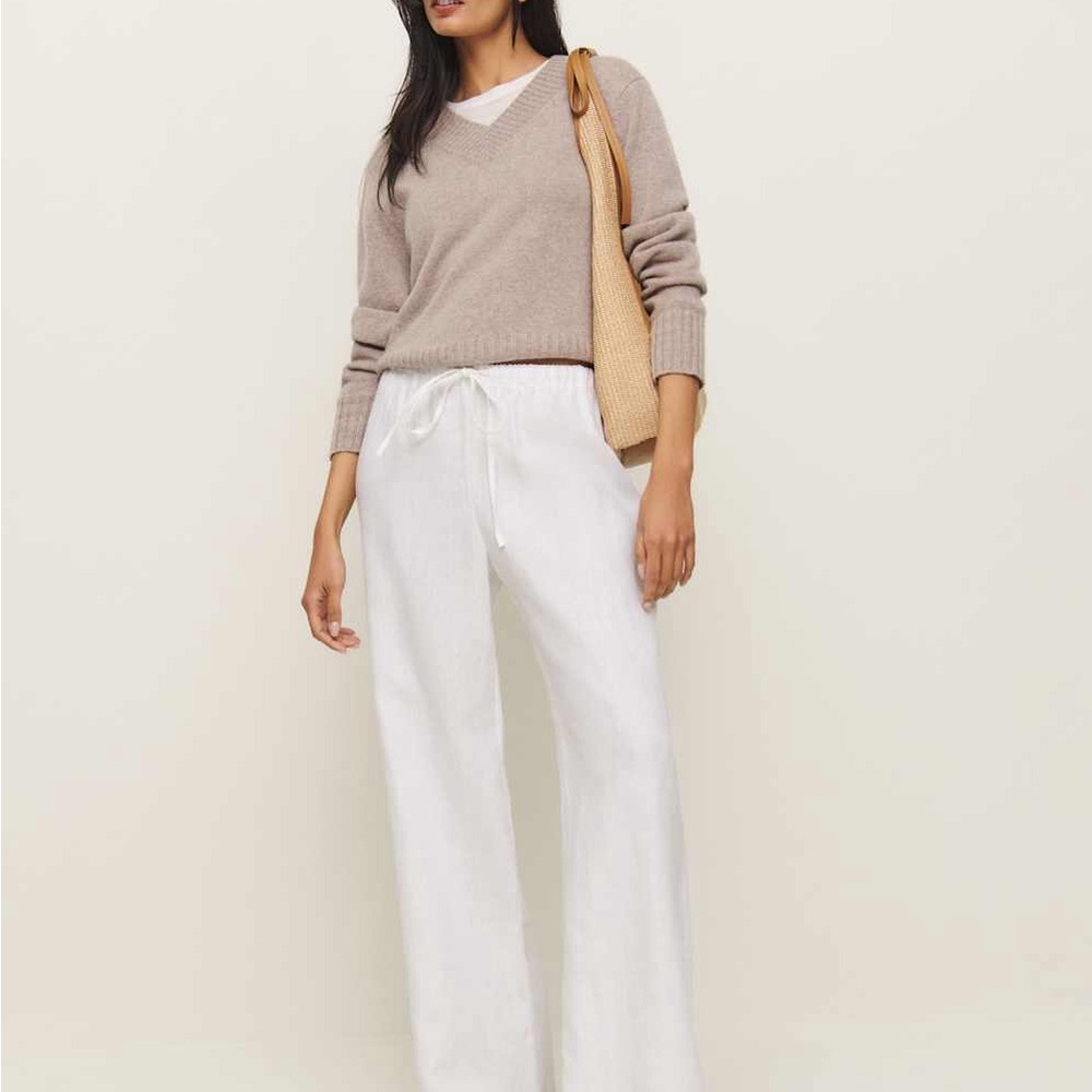 Reformation White Linen Pants